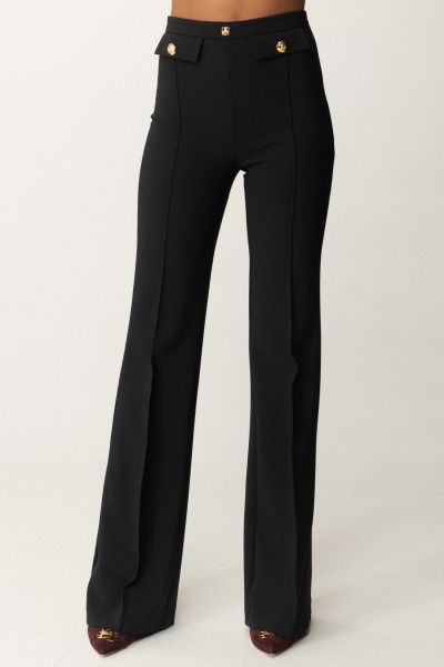 Elisabetta Franchi  Pantalon stretch avec logo à la taille PA02546E2 NERO