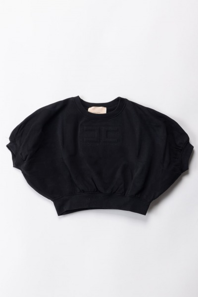 ELISABETTA FRANCHI BAMBINA  Kurzes Sweatshirt mit kurzen Ärmeln und Logo EFFE1150FF002.N000 BLACK