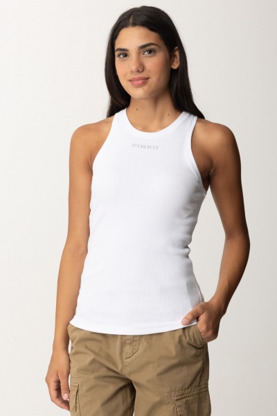 Pinko  Ribbed tank top with logo 100822 A22X Z04