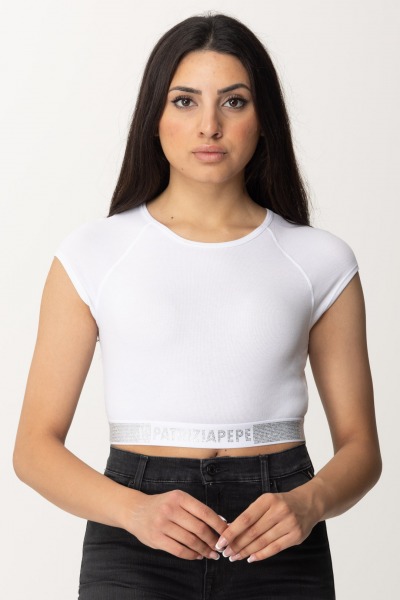 Patrizia Pepe  Crop top with rhinestones 8I0153 J167 BIANCO