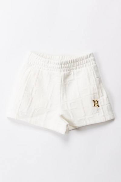 ELISABETTA FRANCHI BAMBINA  Shorts in felpa con logo embossed EFBE0600FEMBO.0000 LIGHT CREAM