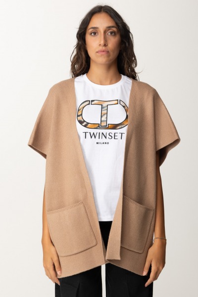 Twin-Set  Poncho de punto 242TA4150 SANDY BROWN