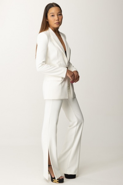 Elisabetta Franchi  Suit Jacket and Trousers with Logo TP00146E2 AVORIO