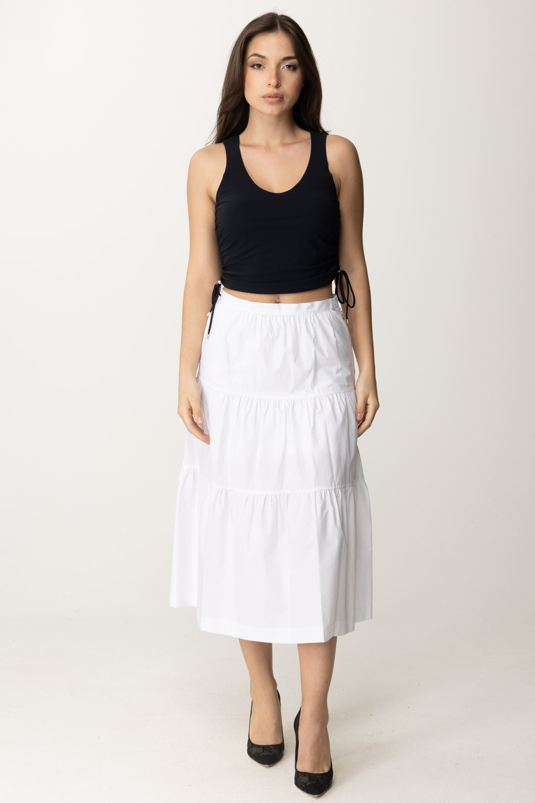 Preview: Patrizia Pepe Ruffled flounced skirt BIANCO OTTICO