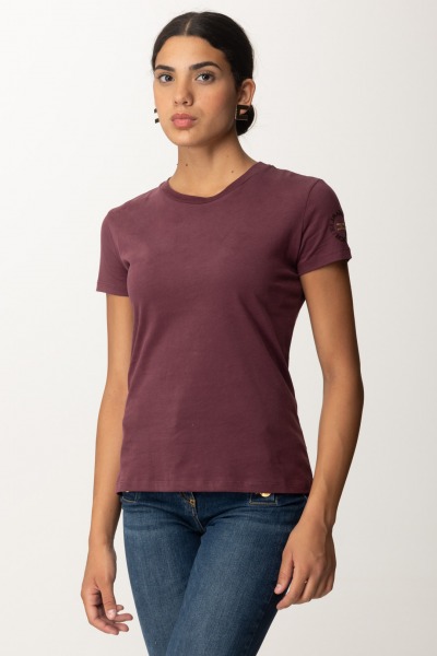 Elisabetta Franchi  Camiseta con logo bordado en la manga MA00546E2 ROUGE NOIR