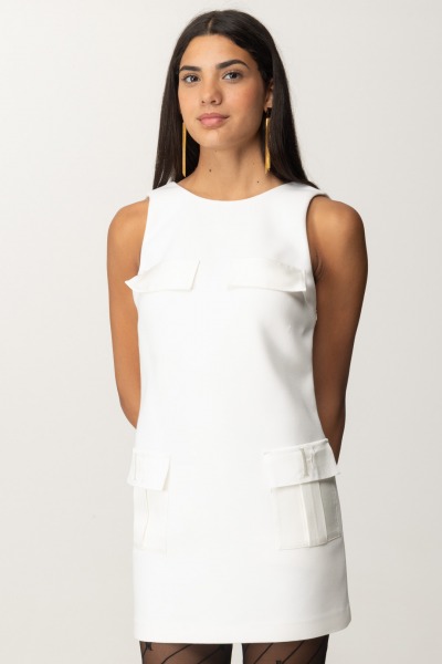 Elisabetta Franchi  Mini boxy dress with large pockets AB65846E2 AVORIO