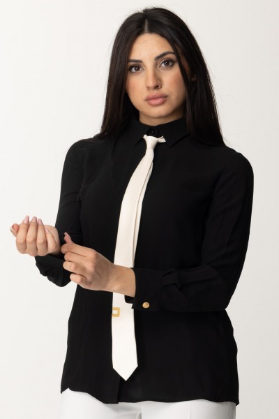 Elisabetta Franchi  Georgette shirt with tie CA04041E2 NERO/BURRO