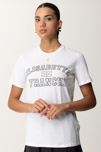 Elisabetta Franchi  T-shirt en jersey à imprimé universitaire MA01546E2 GESSO