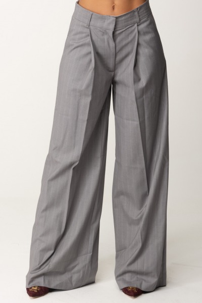 Twin-Set  Pantalon large à fines rayures 242TP2284 GRIGIO MELANGE GESSA