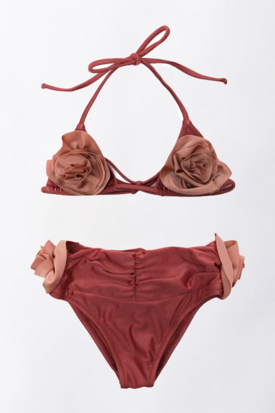 ELISABETTA FRANCHI BAMBINA  Bikini with rose appliqué EFSW020CTV046.D376 ROS/DES ROS