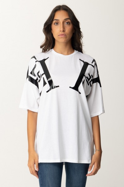 Elisabetta Franchi  Oversized T-shirt with Maxi Logo MA01146E2 GESSO