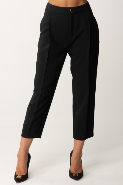 Elisabetta Franchi  Cropped Trousers with Pleats and Crease PA01447E2 NERO