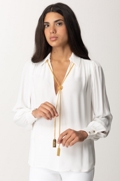 Elisabetta Franchi  Blouse en georgette avec foulard CA09346E2 AVORIO