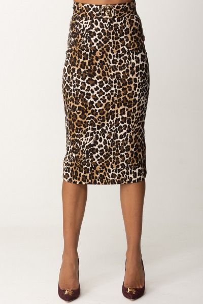 Elisabetta Franchi  Midi skirt with animal print GO06947E2 ANIMALIER