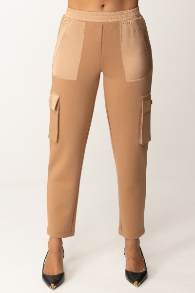 Twin-Set  Cargo pants in scuba and satin fabric 242LI2DNN CARAMEL CAMEL