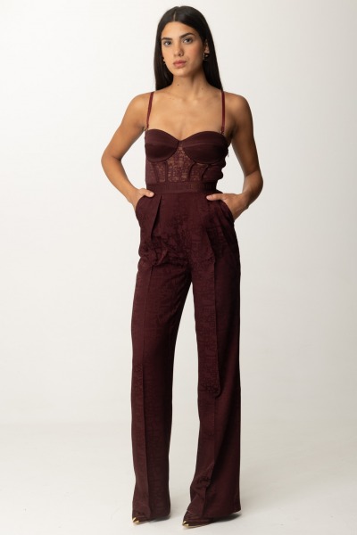 Elisabetta Franchi  Langer Overall mit Tüll-Buster TU00746E2 ROUGE NOIR