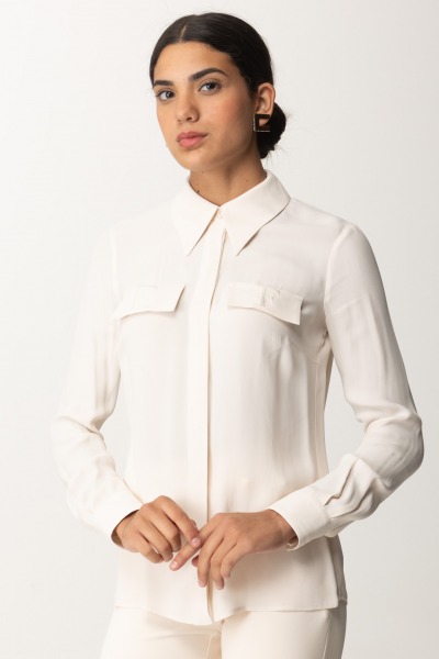 Elisabetta Franchi  Georgette Shirt with Embroidered Pockets CA08846E2 LATTICE