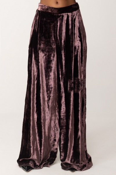 Manila Grace  Velvet palazzo trousers P068OU MALVA