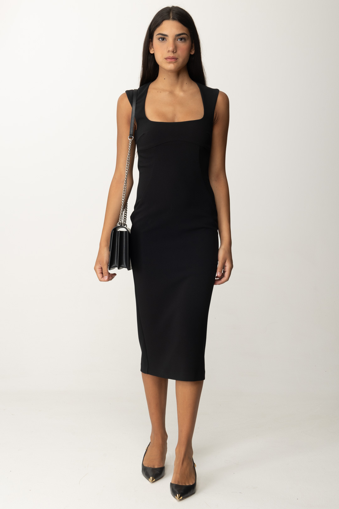 Preview: Pinko Valensole midi dress NERO LIMOUSINE