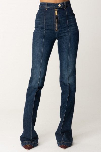 Elisabetta Franchi  Ausgestellte Jeans mit Rippenmuster PJ27D46E2 BLUE DENIM