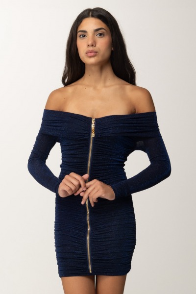 Elisabetta Franchi  Mini-robe en lurex avec zip AB66947E2 NAVY