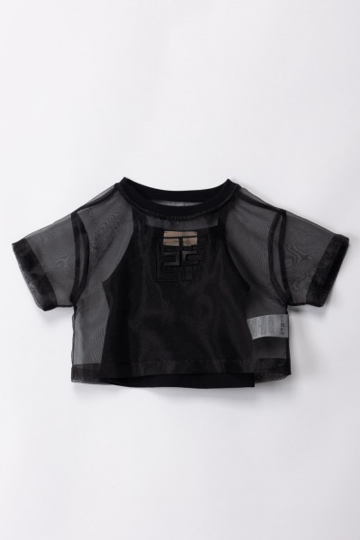 ELISABETTA FRANCHI BAMBINA  T-shirt en organza EFTS2120OR037.N000 BLACK