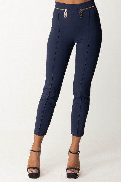 Elisabetta Franchi  Pantaloni con piping e zip in vita PA03646E2 NAVY