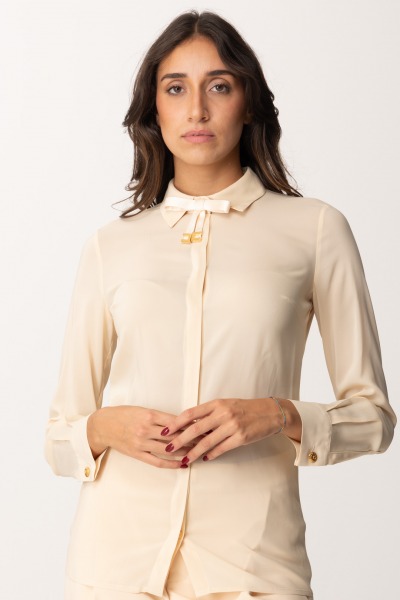 Elisabetta Franchi  Camicia con fiocchetto in satin CA09747E2 CREMA