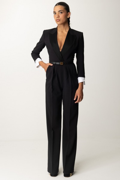 Elisabetta Franchi  Jumpsuit with belt and satin details TU02947E2 NERO