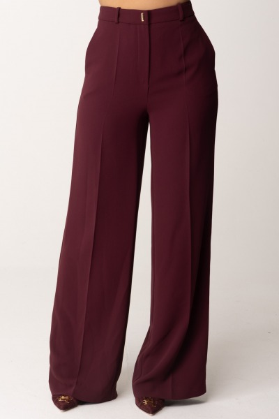 Elisabetta Franchi  Pantaloni dritti a gampa ampia PA02746E2 ROUGE NOIR