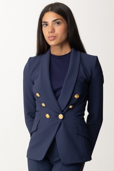 Elisabetta Franchi  Zweireihige Jacke mit aufgesticktem Wappen GI09346E2 NAVY