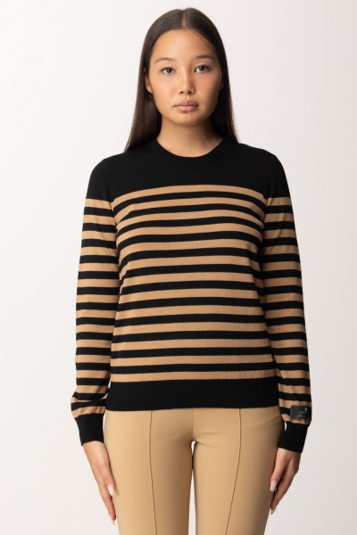 Elisabetta Franchi  Striped sweater MK69S46E2 NERO/CAMEL