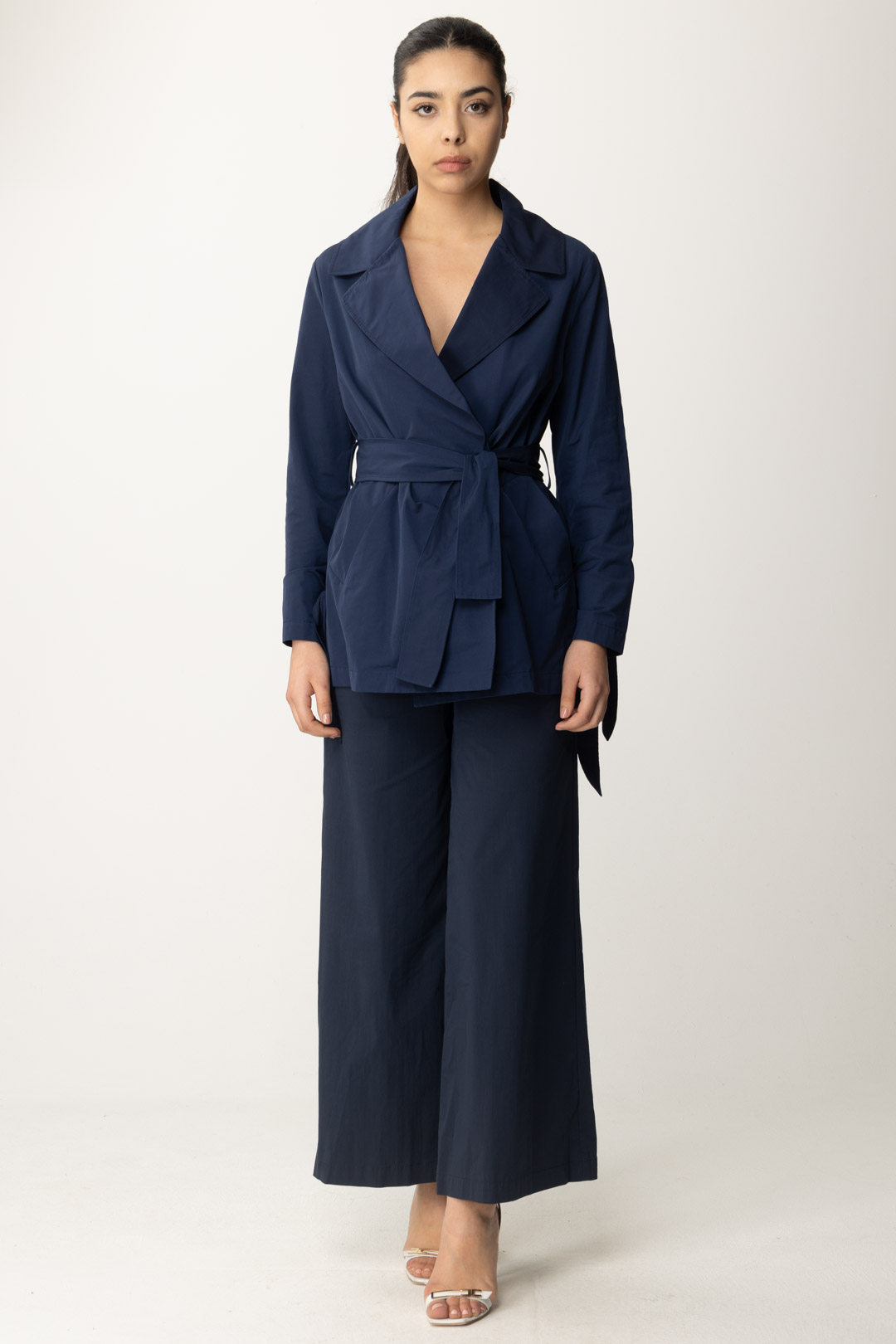 Preview: Alessia Santi Short trench with belt Blu Notte