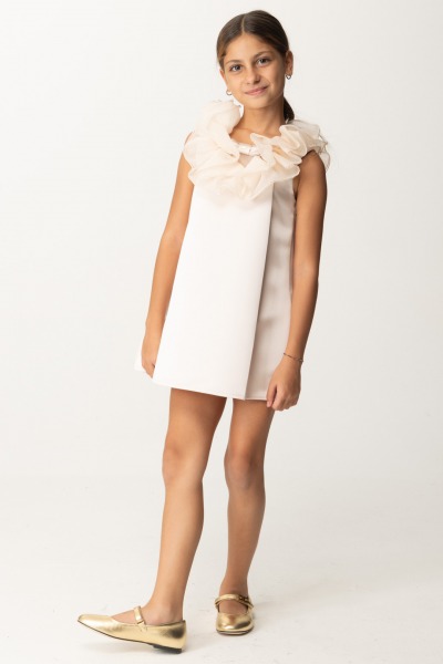 ELISABETTA FRANCHI BAMBINA  Duchesse Dress with Ruffled Collar EFAB5570RA053.0048