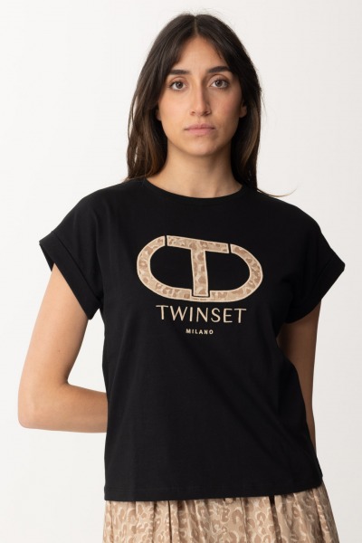 Twin-Set  Camiseta con logo Oval T bordado 241TT2142 NERO