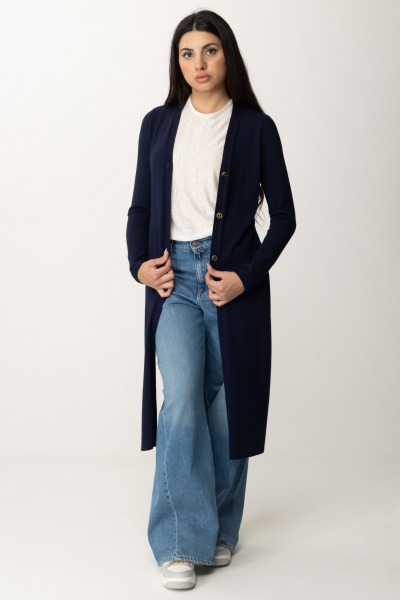 Twin-Set  Cardigan lungo in maglia 241TP3393 MID BLU