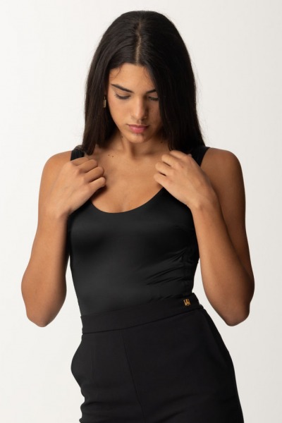 Elisabetta Franchi  Lycra-Body mit Logo-Bändern BO00646E2 NERO