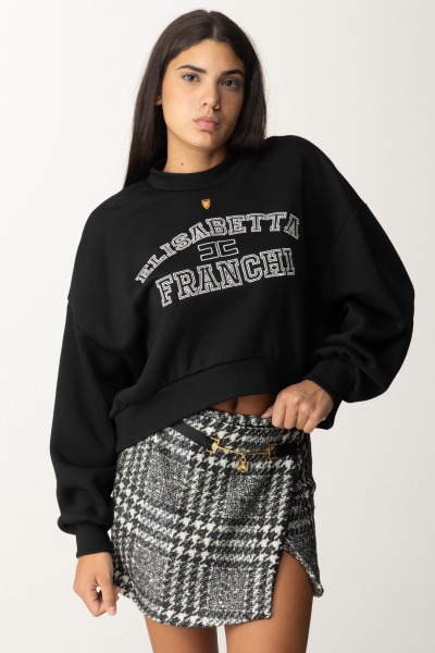 Elisabetta Franchi  Cropped sweatshirt with college logo MD00346E2 NERO