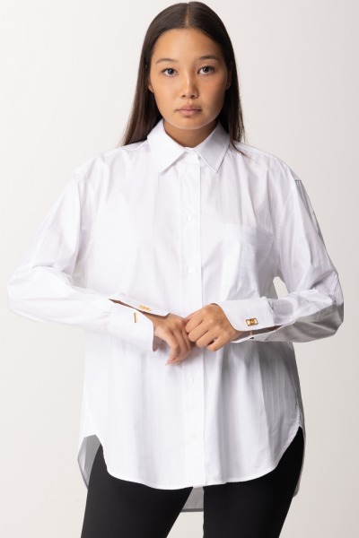 Elisabetta Franchi  Camisa popelín rayas con gemelos CA09447E2 BIANCO