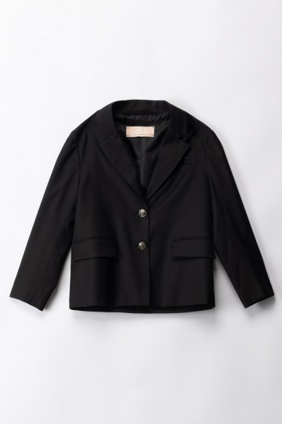 ELISABETTA FRANCHI BAMBINA  Cool wool blazer with logo buttons EFGC0520ML002.N000 BLACK