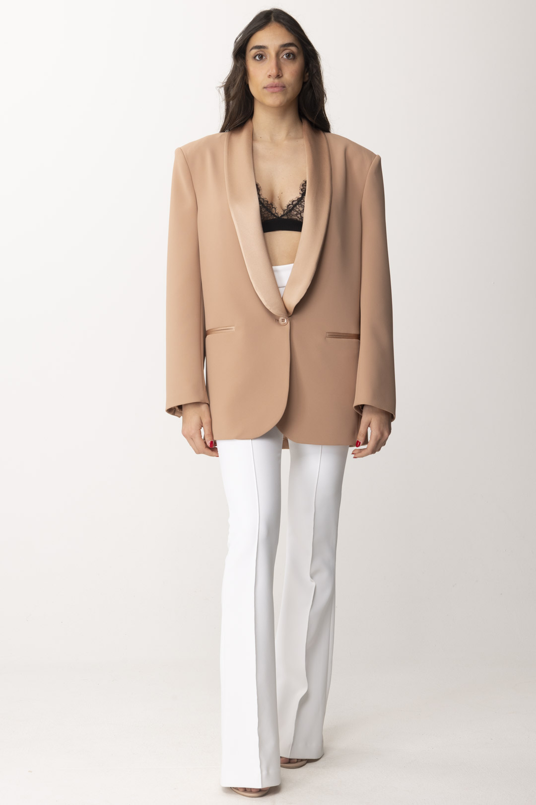 Preview: Elisabetta Franchi Jacket with satin lapels Nudo