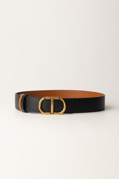 Twin-Set  Reversible Belt with Oval T Logo 242TA4220 BIC.NERO/CUOIO