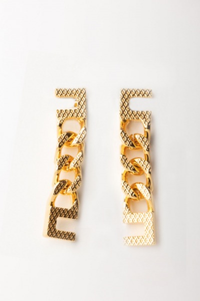 Elisabetta Franchi  Dangle earrings with knurled groumette OR13K46E2 ORO GIALLO