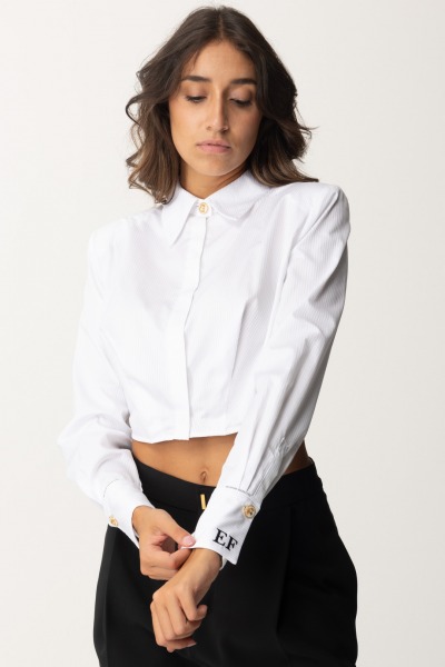 Elisabetta Franchi  Cropped shirt with asymmetrical hem CA08147E2 BIANCO