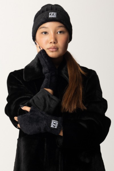 MONTEREGGI  Fur gloves with logo FW44548 850 TINA NERO