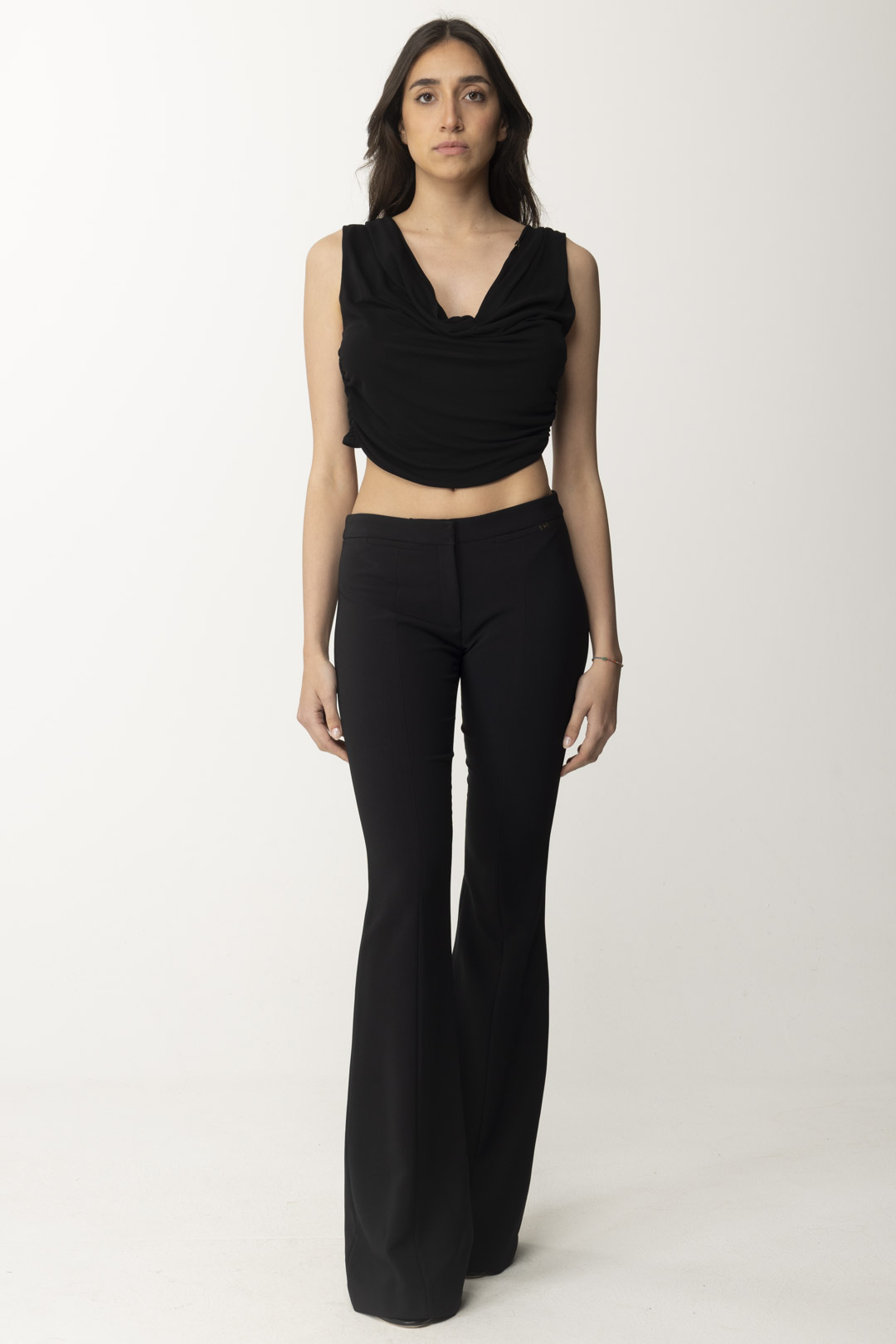 Preview: Elisabetta Franchi Flared Crepe Pants Nero