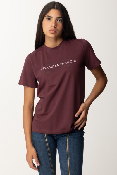 Elisabetta Franchi  Camiseta con logo de strass MA00346E2 ROUGE NOIR