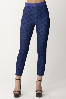 Elisabetta Franchi stretch crêpe pants with flaps for women Indigo