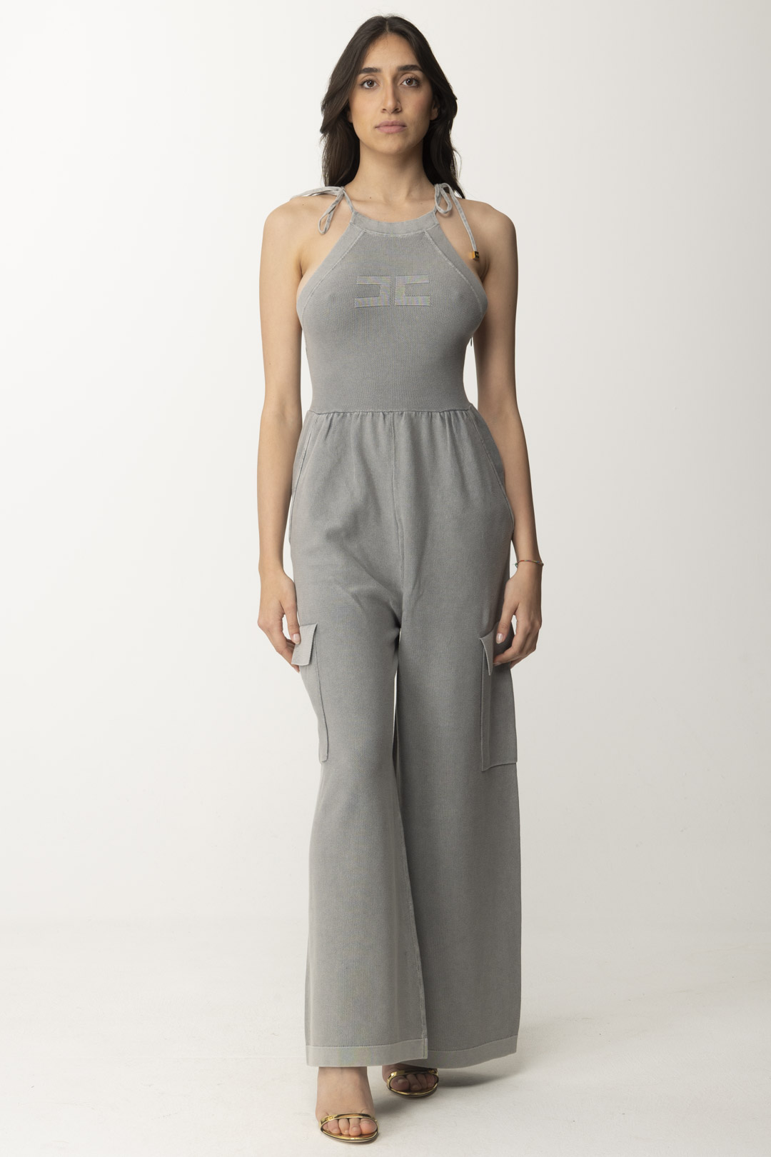 Preview: Elisabetta Franchi Knit Jumpsuit with Logo Perla