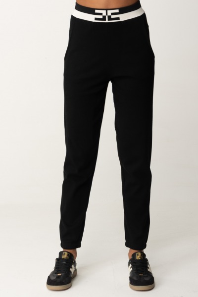 Elisabetta Franchi  Pantalon jogger en viscose KP62S46E2 NERO/BURRO